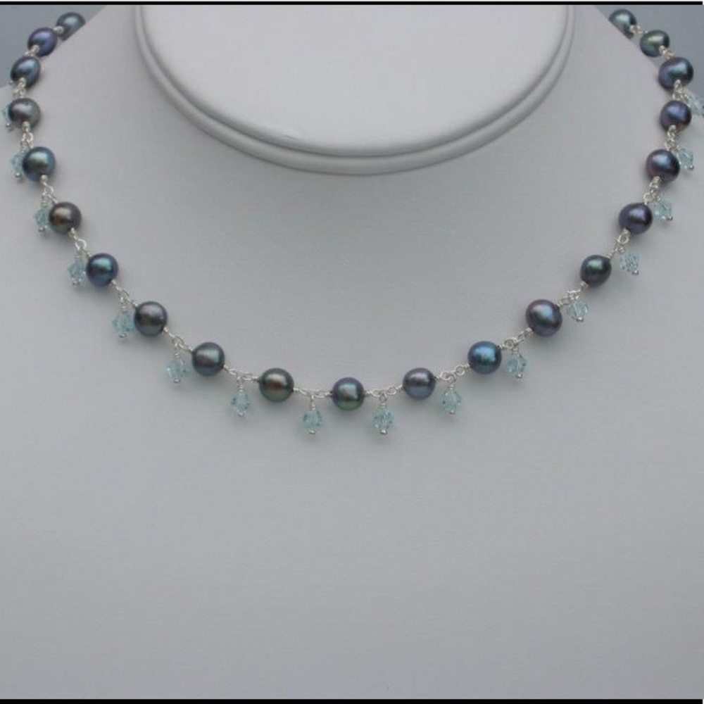 Handmade peacock freshwater pearl necklace set
